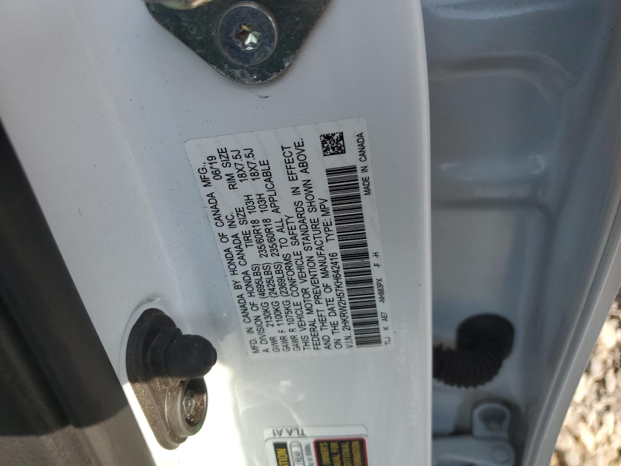 2HKRW2H57KH642416 2019 Honda Cr-V Ex