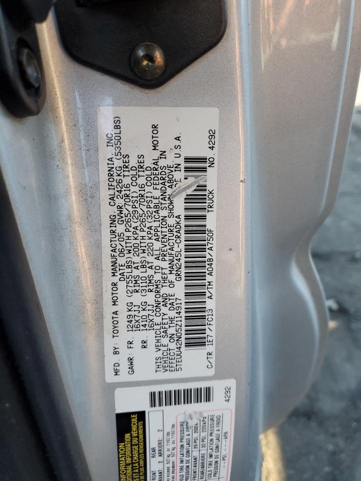 5TEUU42N05Z114917 2005 Toyota Tacoma Access Cab