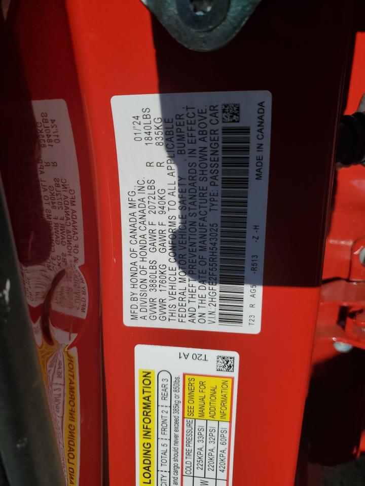 2HGFE2F55RH543025 2024 Honda Civic Sport