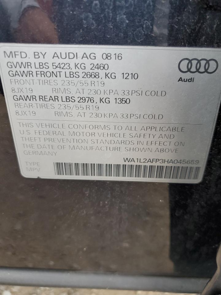 2017 Audi Q5 Premium Plus VIN: WA1L2AFP3HA045659 Lot: 72714184