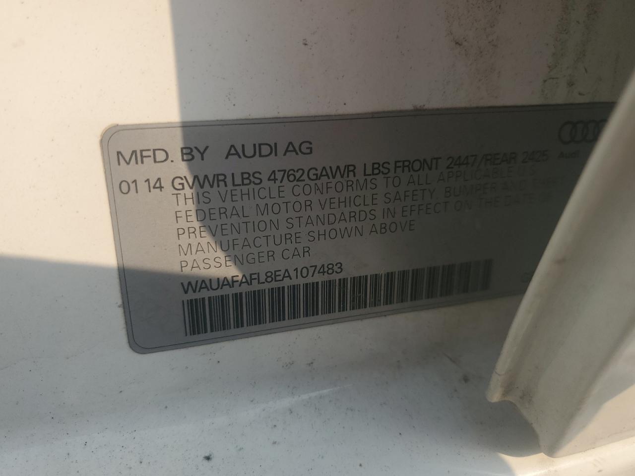 WAUAFAFL8EA107483 2014 Audi A4 Premium