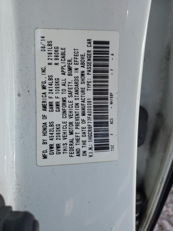 1HGCR6F77FA000091 2015 Honda Accord Touring Hybrid