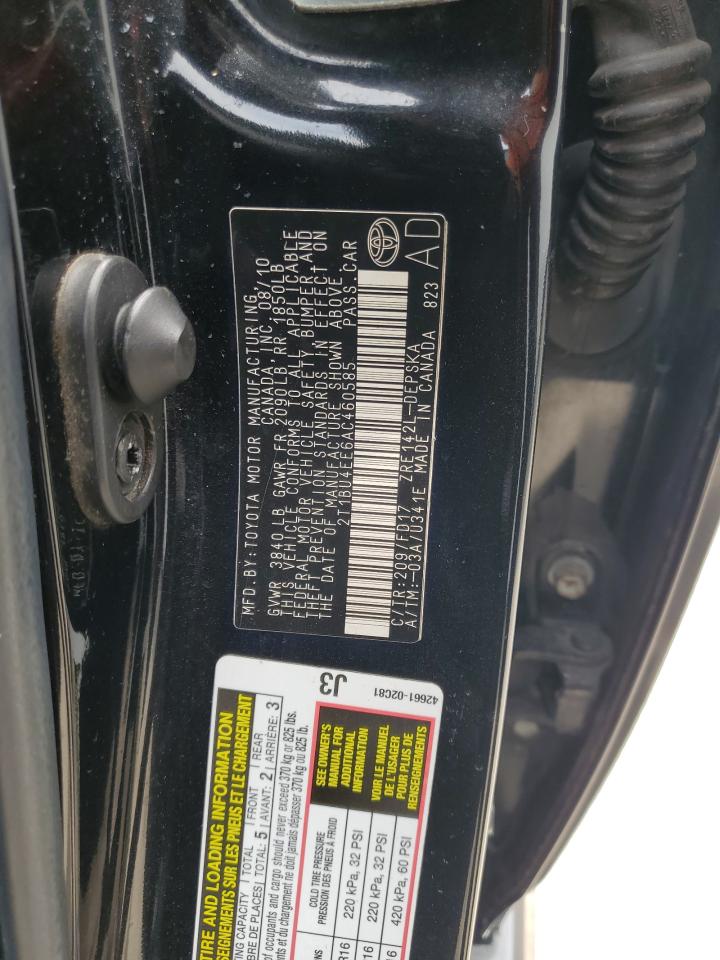 2T1BU4EE6AC460585 2010 Toyota Corolla Base