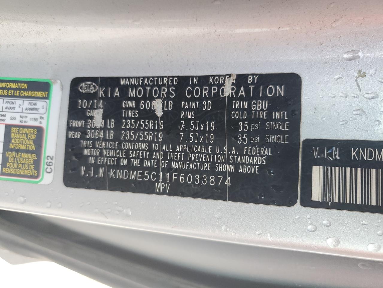 KNDME5C11F6033874 2015 KIA SEDONA - Image 13