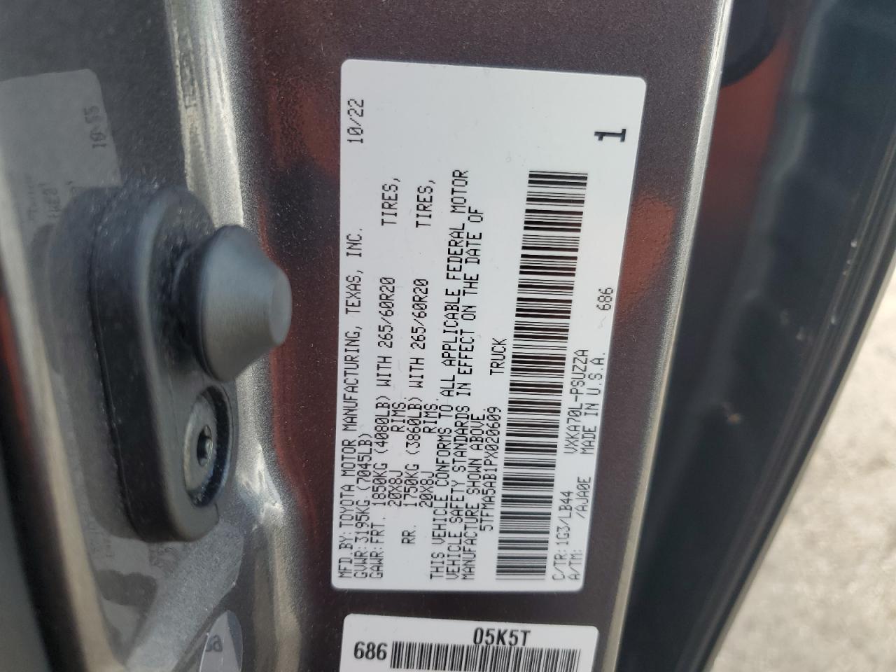 2023 Toyota Tundra Crewmax Platinum VIN: 5TFMA5AB1PX020609 Lot: 73653614