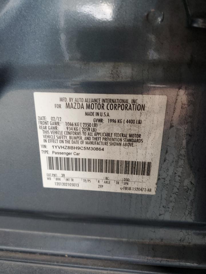 2012 Mazda 6 I VIN: 1YVHZ8BH9C5M30864 Lot: 72700274