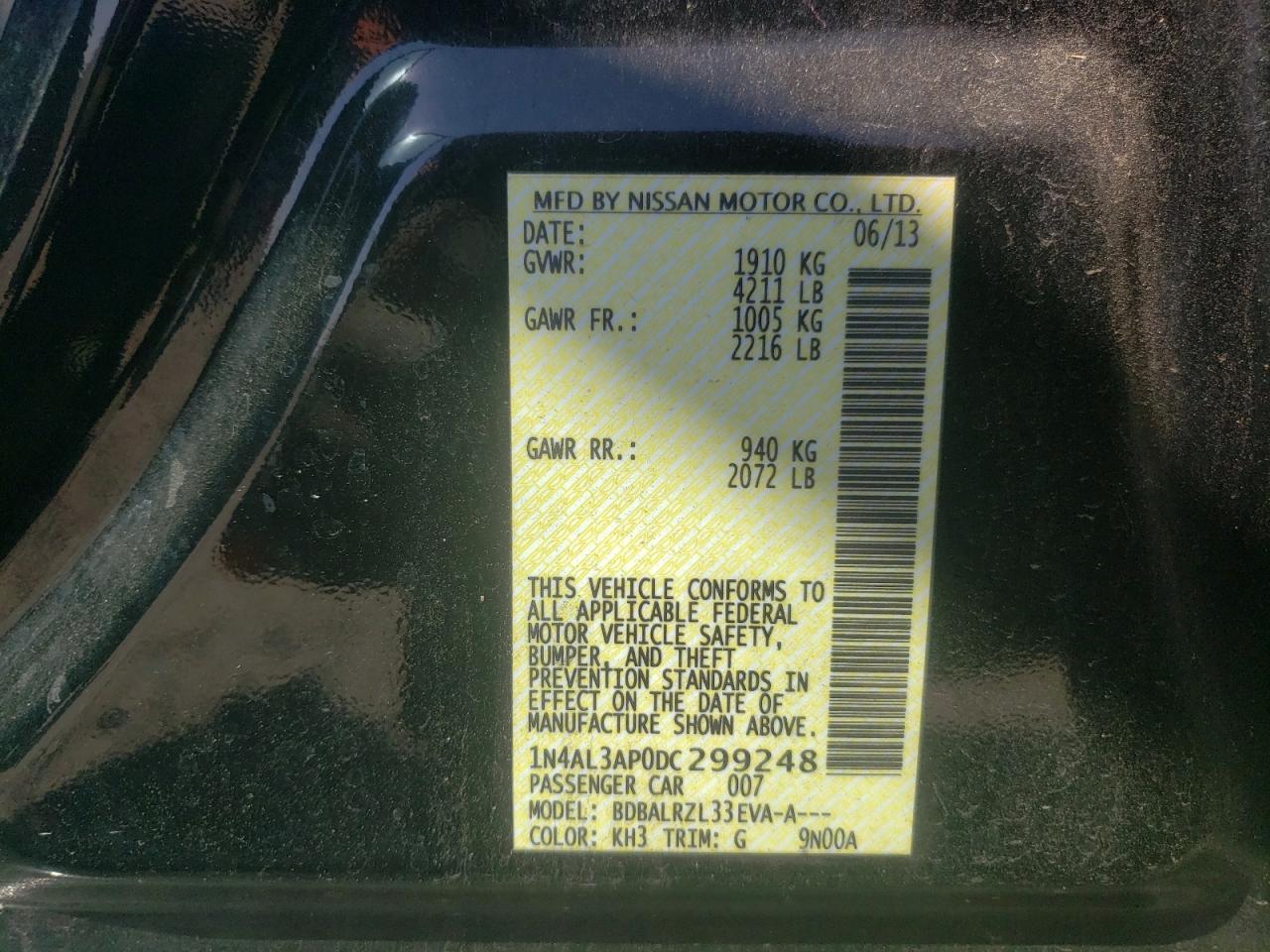 1N4AL3AP0DC299248 2013 Nissan Altima 2.5