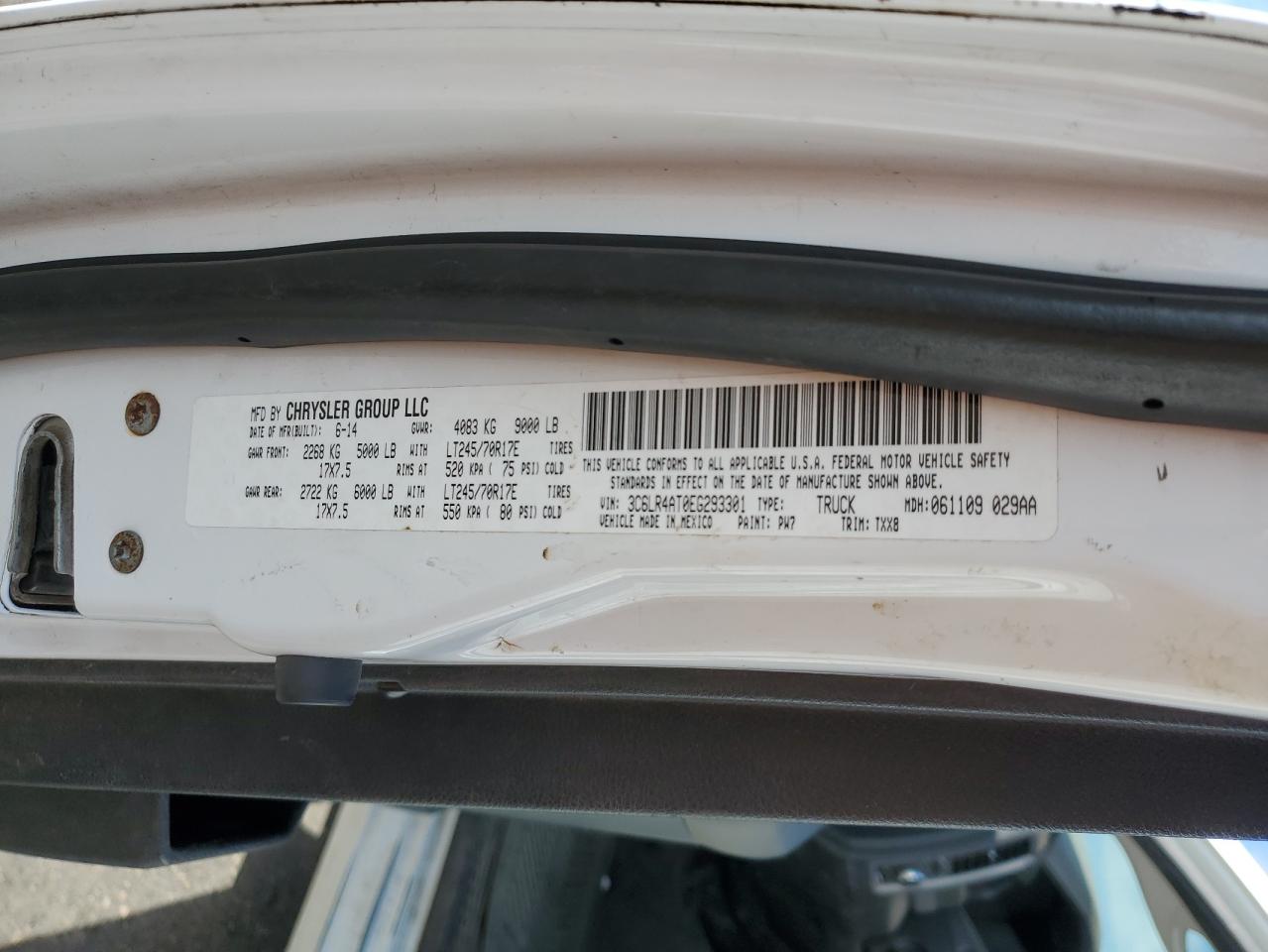 2014 Ram 2500 St VIN: 3C6LR4AT0EG293301 Lot: 71483694