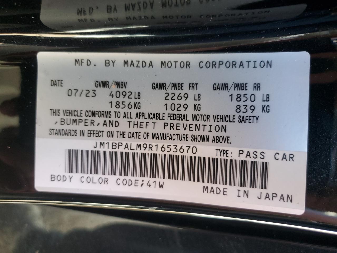 2024 Mazda 3 Preferred VIN: JM1BPALM9R1653670 Lot: 73636054