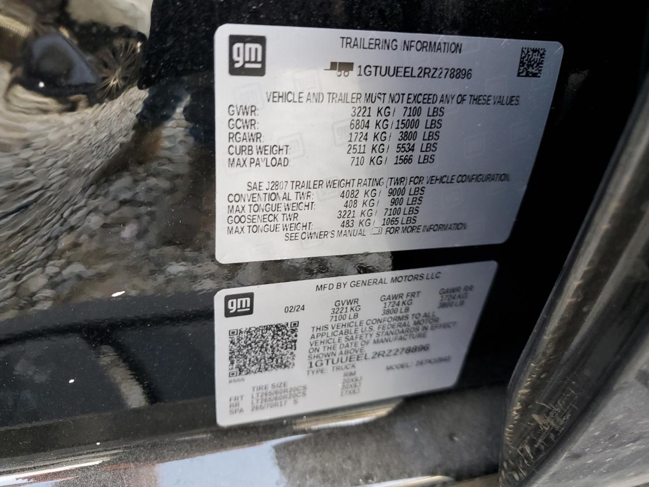 2024 GMC Sierra K1500 At4 VIN: 1GTUUEEL2RZ278896 Lot: 71471174