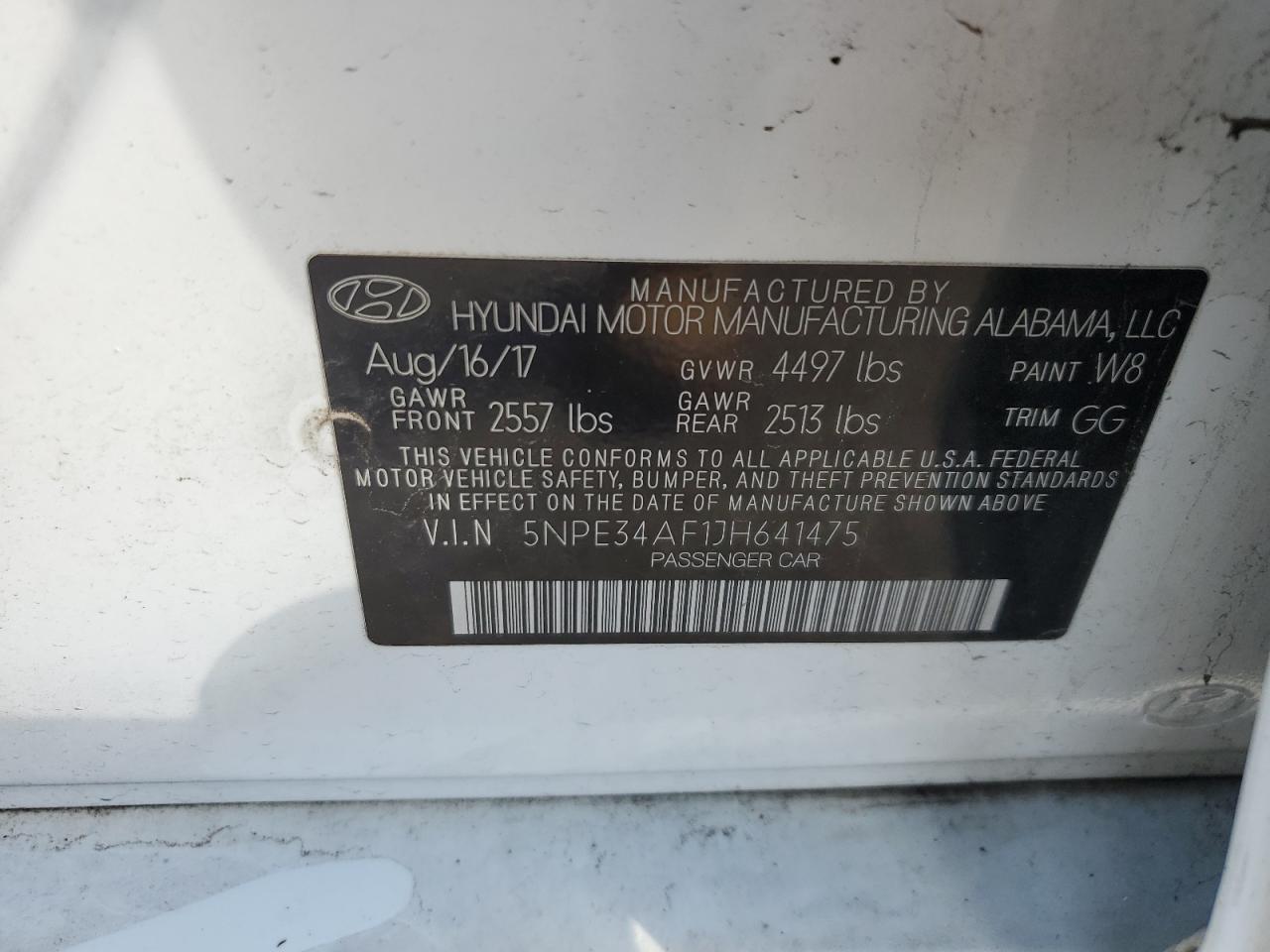 5NPE34AF1JH641475 2018 HYUNDAI SONATA - Image 13