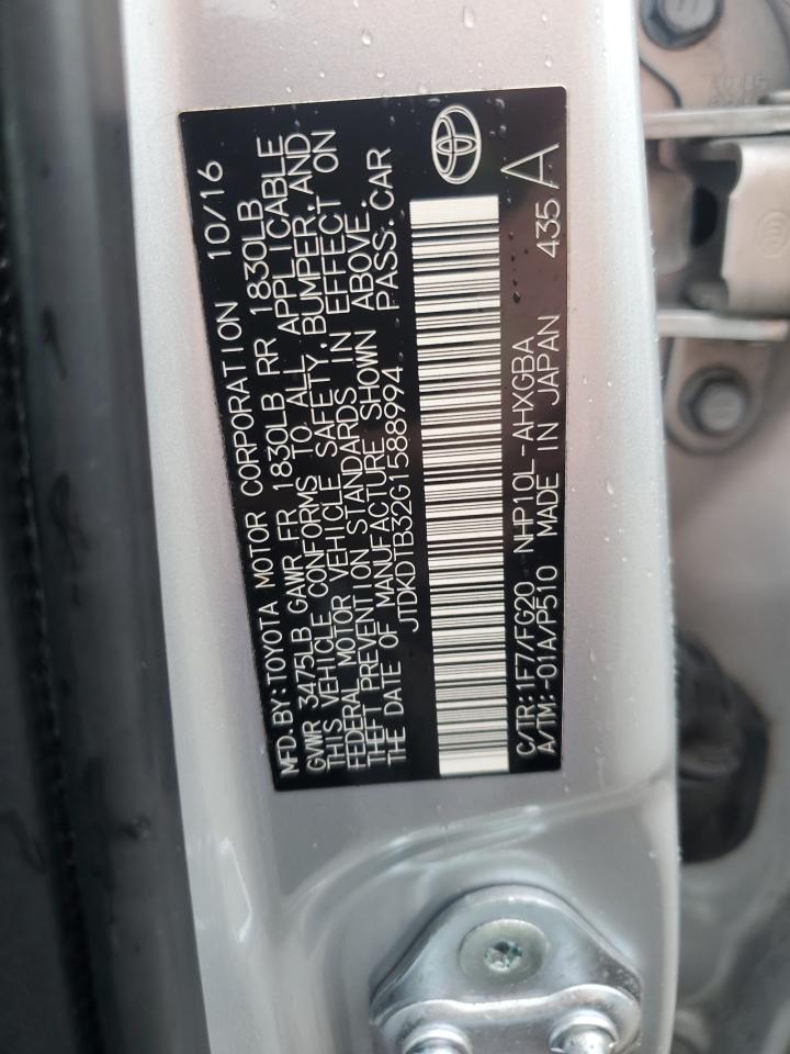 JTDKDTB32G1588994 2016 Toyota Prius C