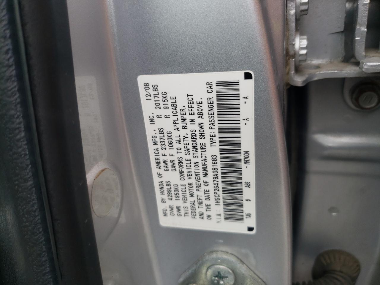 1HGCP26479A081683 2009 Honda Accord Lxp