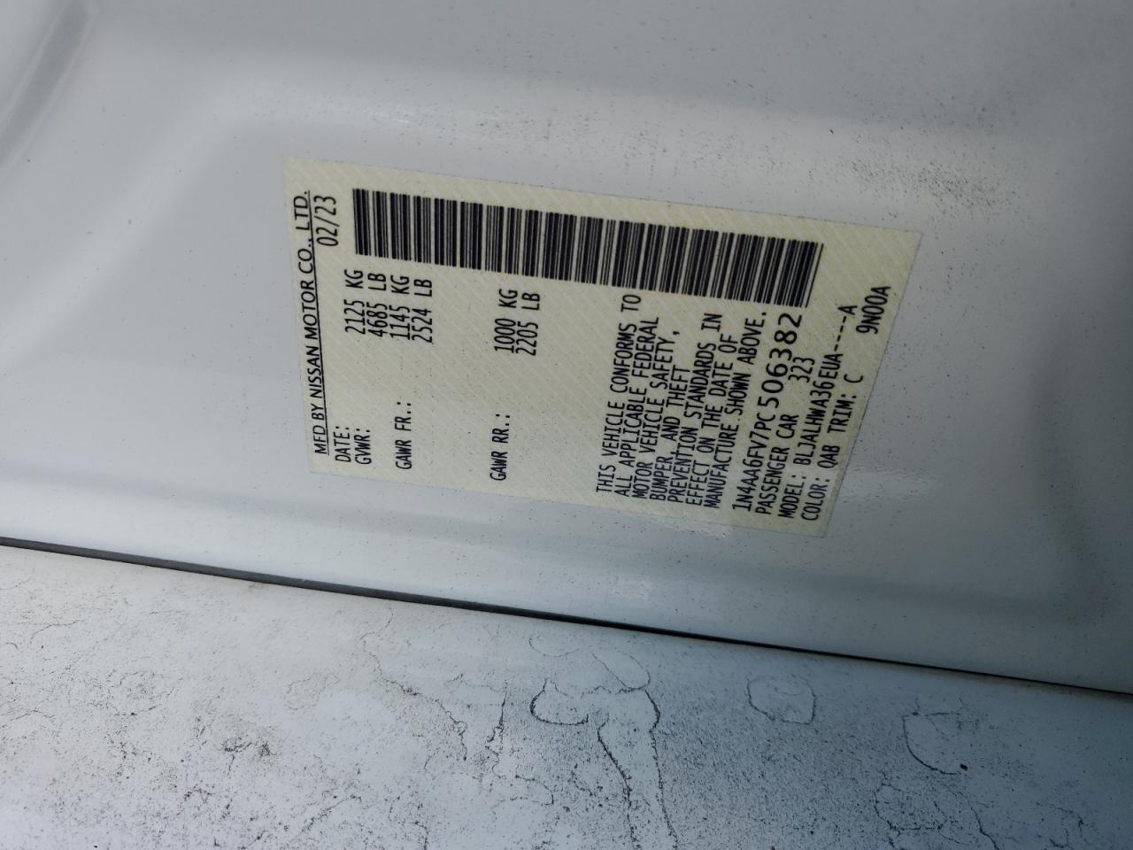 1N4AA6FV7PC506382 2023 Nissan Maxima Platinum