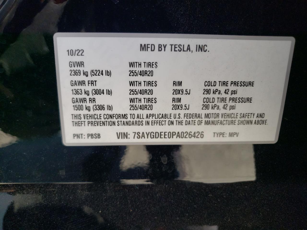 2023 Tesla Model Y VIN: 7SAYGDEE0PA026426 Lot: 69634034