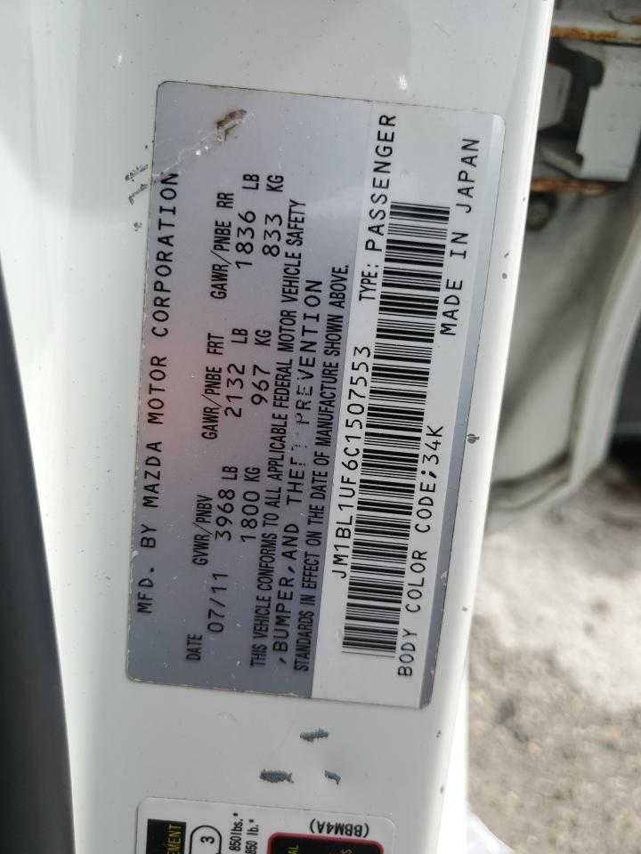 2012 Mazda 3 I VIN: JM1BL1UF6C1507553 Lot: 73533494