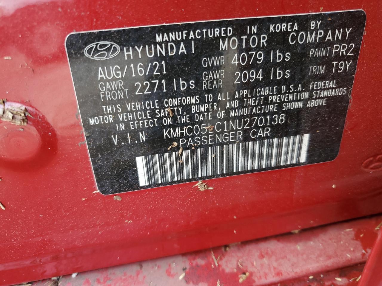 2022 Hyundai Ioniq Limited VIN: KMHC05LC1NU270138 Lot: 72377504