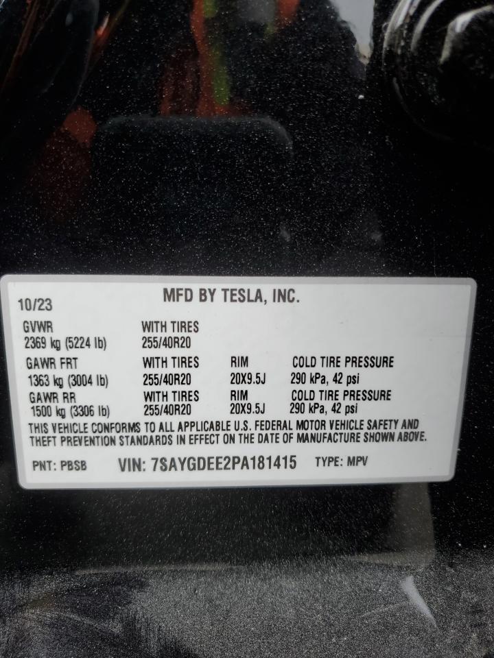 2023 Tesla Model Y VIN: 7SAYGDEE2PA181415 Lot: 71360954