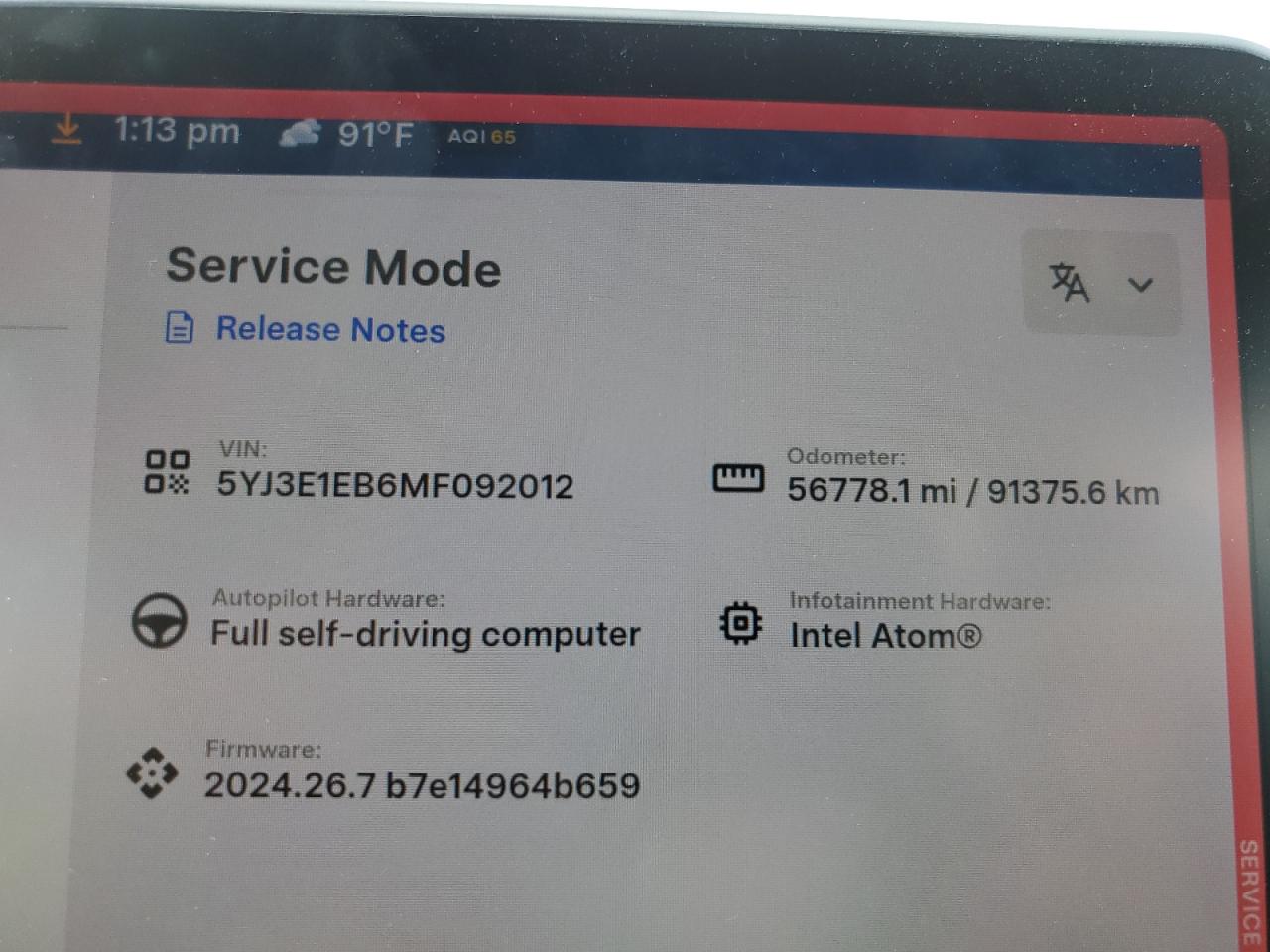 5YJ3E1EB6MF092012 2021 Tesla Model 3