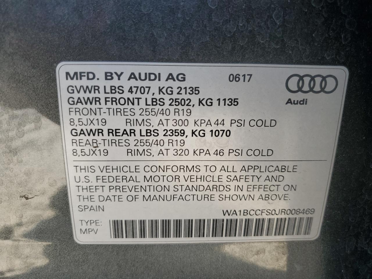 2018 Audi Q3 Premium VIN: WA1BCCFS0JR008469 Lot: 72477554