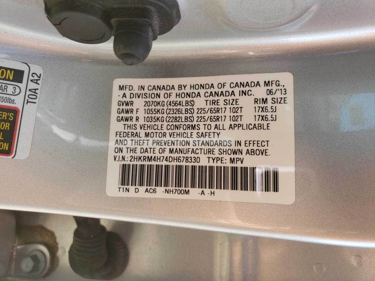 2HKRM4H74DH678330 2013 Honda Cr-V Exl