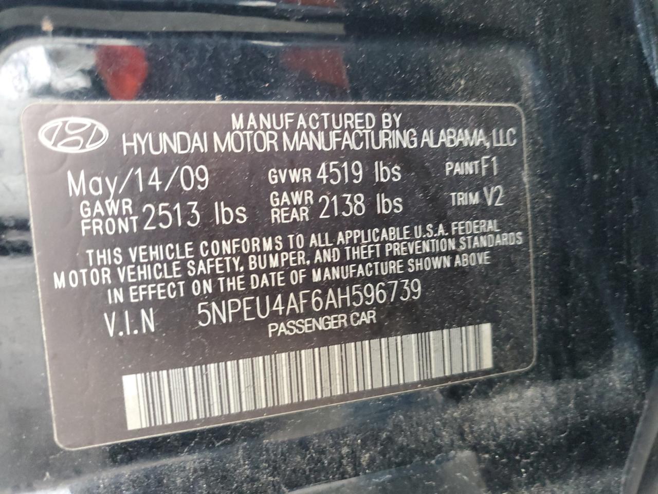 5NPEU4AF6AH596739 2010 Hyundai Sonata Se