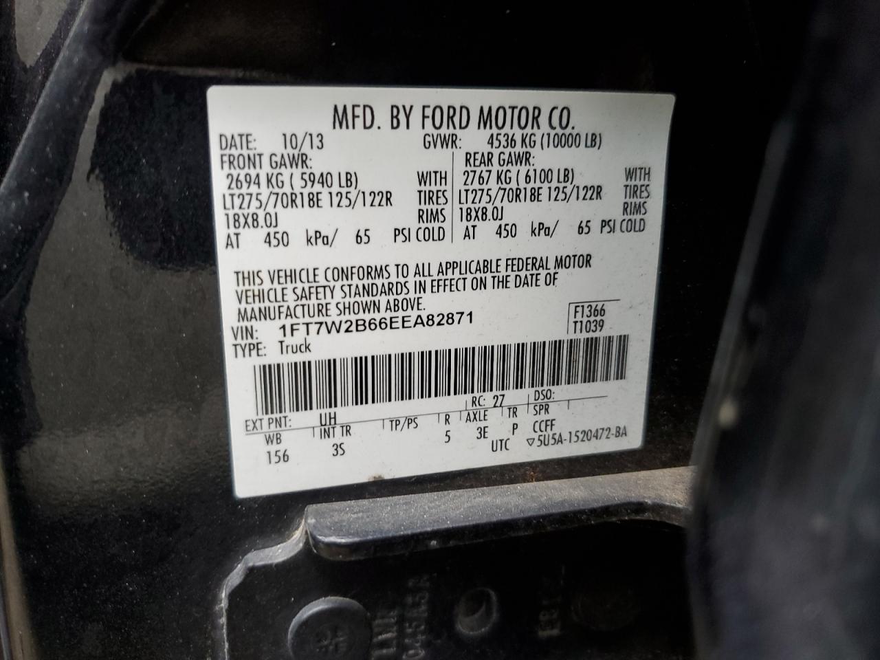 2014 Ford F250 Super Duty VIN: 1FT7W2B66EEA82871 Lot: 72176574