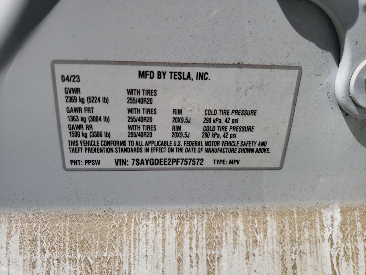 7SAYGDEE2PF757572 2023 Tesla Model Y