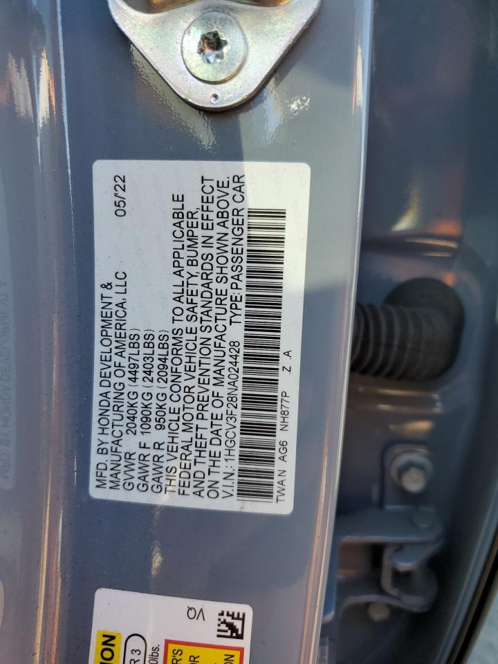 2022 Honda Accord Hybrid Sport VIN: 1HGCV3F28NA024428 Lot: 73541204