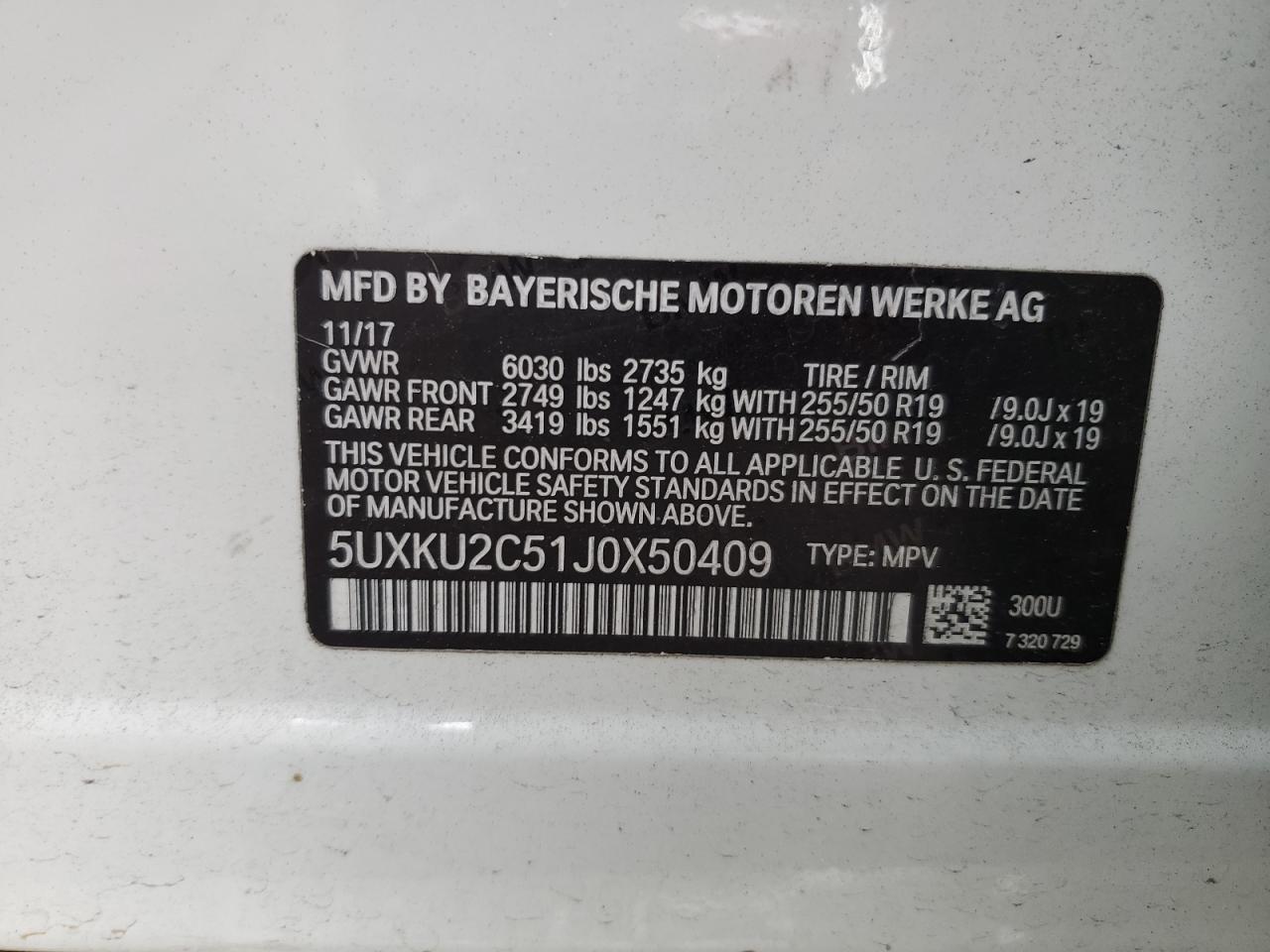 5UXKU2C51J0X50409 2018 BMW X6 xDrive35I