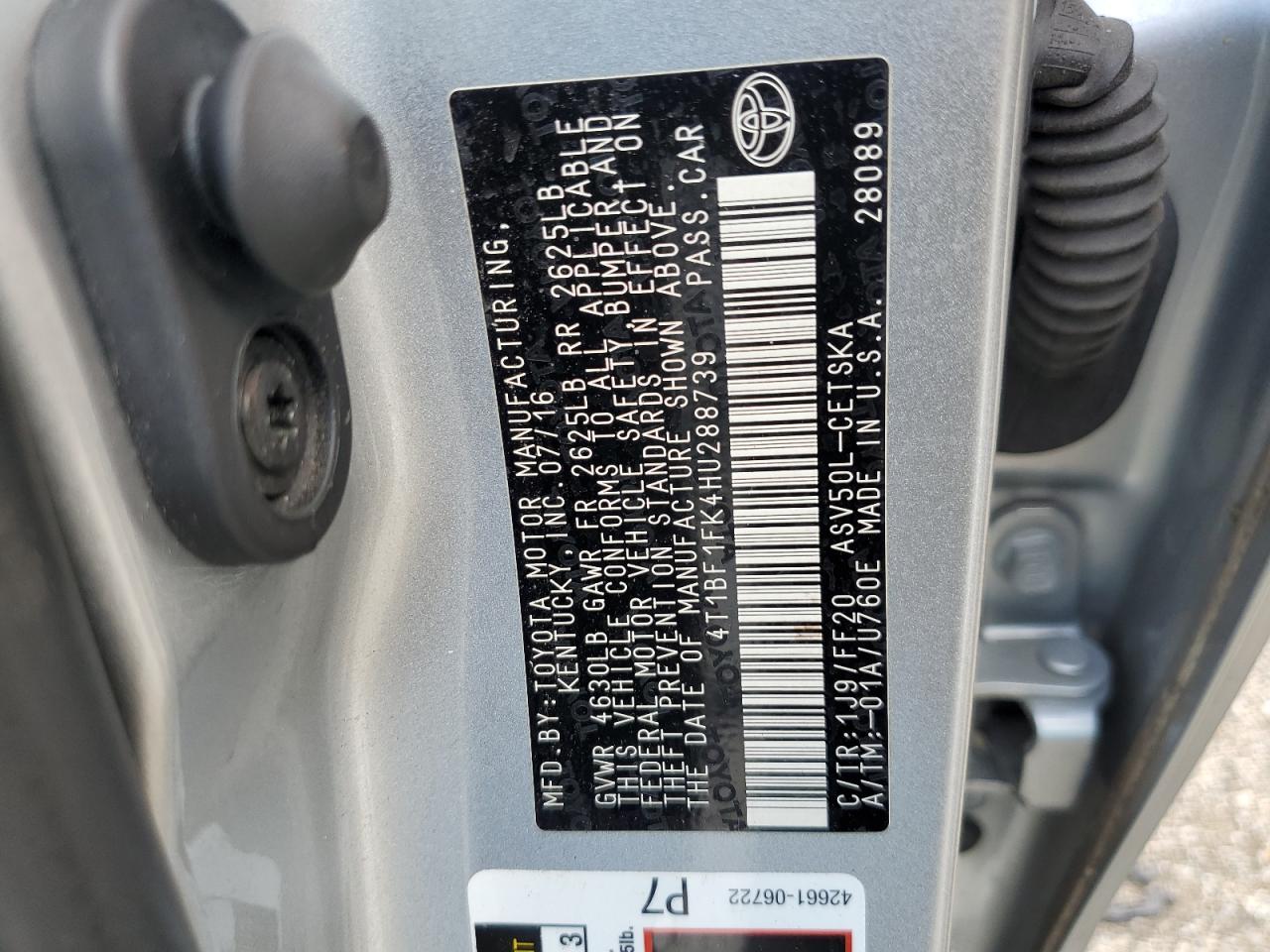 4T1BF1FK4HU288739 2017 Toyota Camry Le