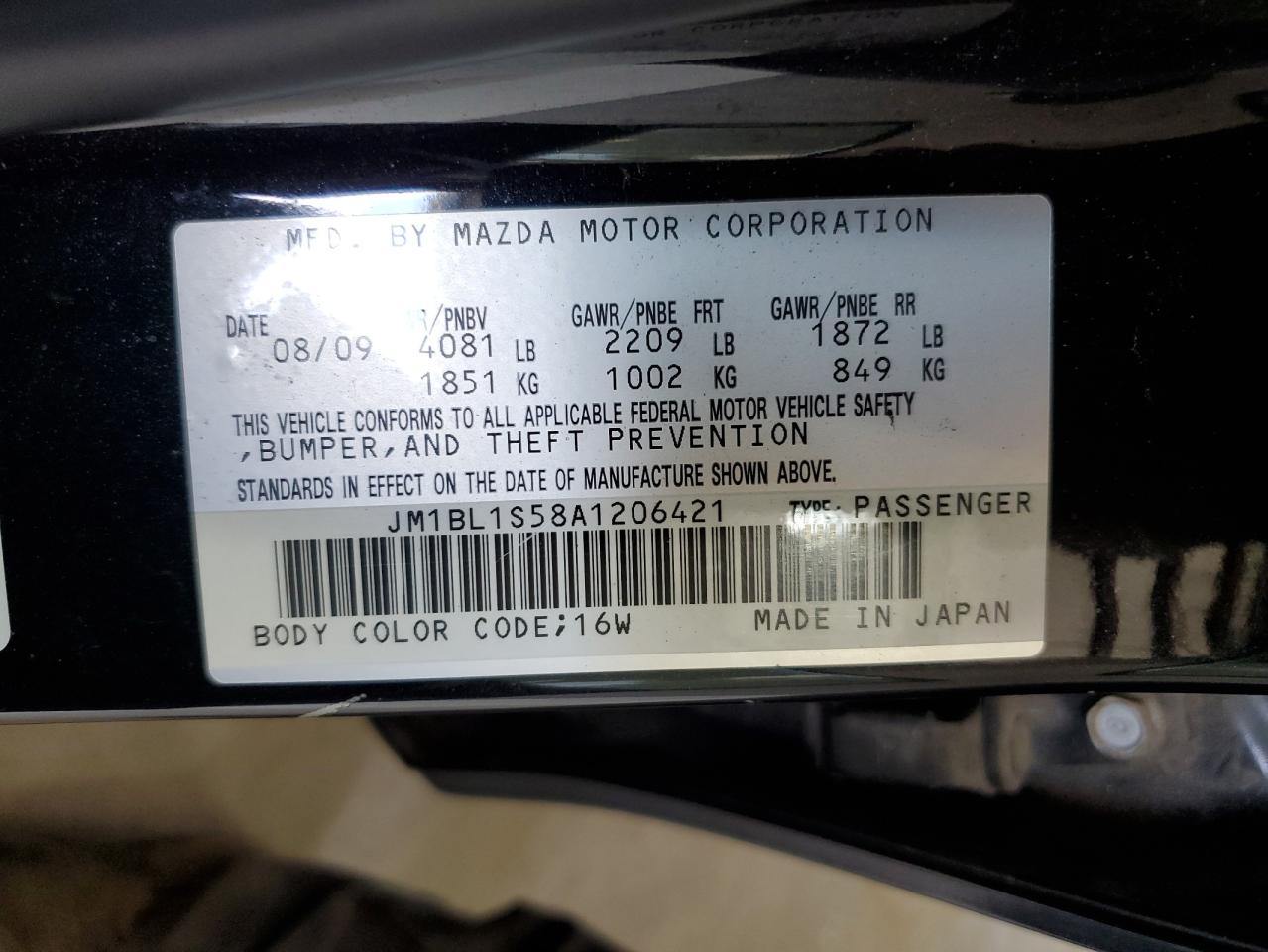 JM1BL1S58A1206421 2010 Mazda 3 S