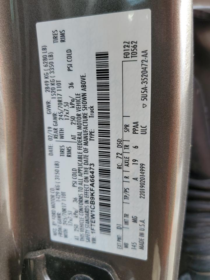 1FTEW1CB9KFA66473 2019 Ford F150 Supercrew