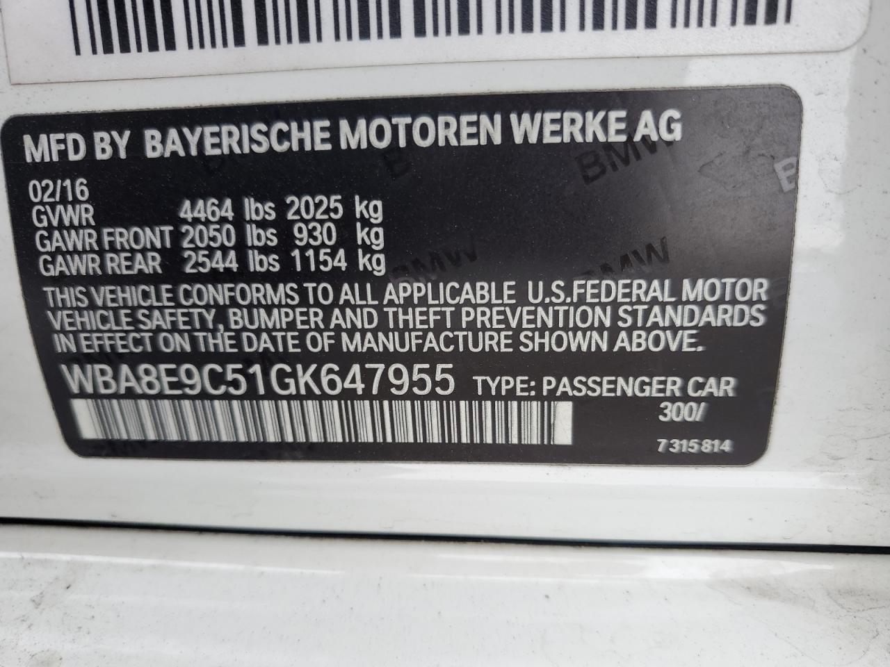 WBA8E9C51GK647955 2016 BMW 328 I Sulev