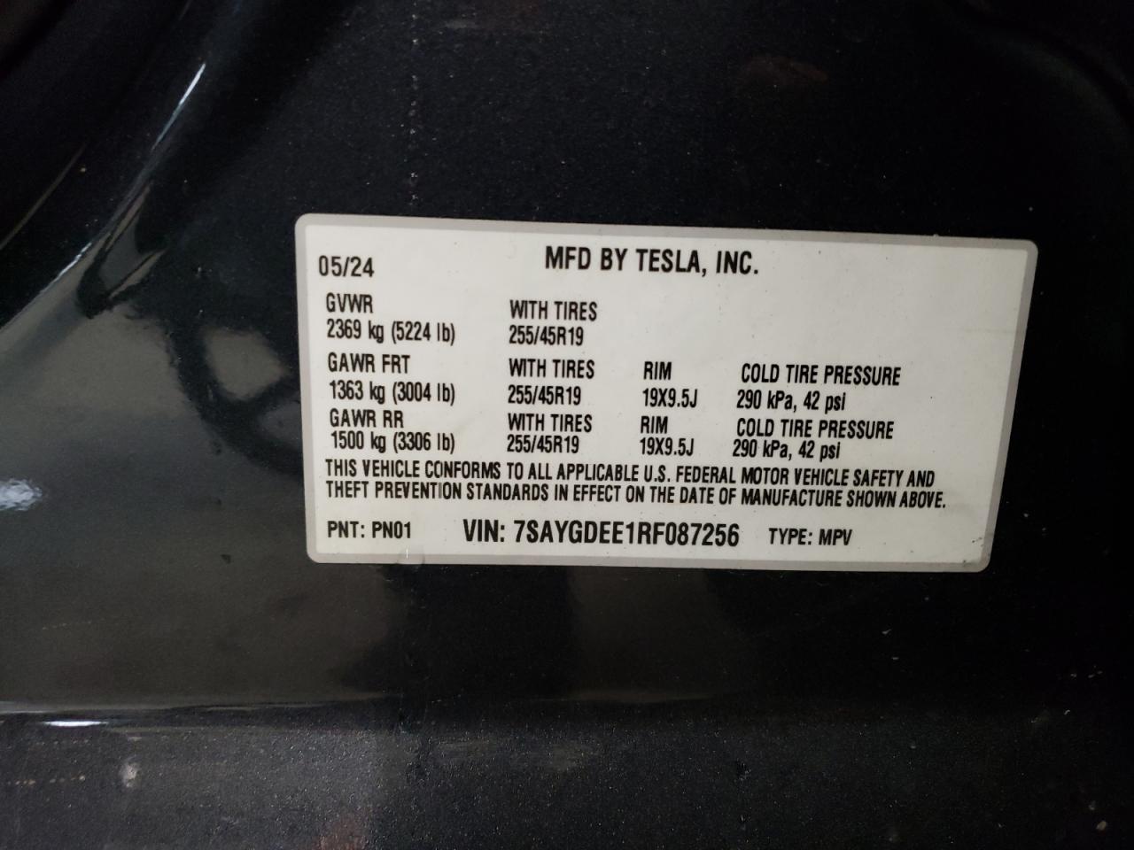 7SAYGDEE1RF087256 2024 Tesla Model Y