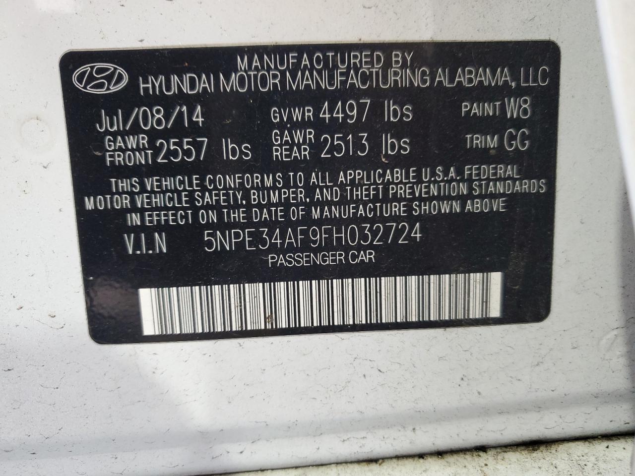 2015 Hyundai Sonata Sport VIN: 5NPE34AF9FH032724 Lot: 71376534