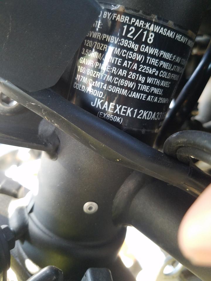 JKAEXEK12KDA33188 2019 Kawasaki Ex650 F