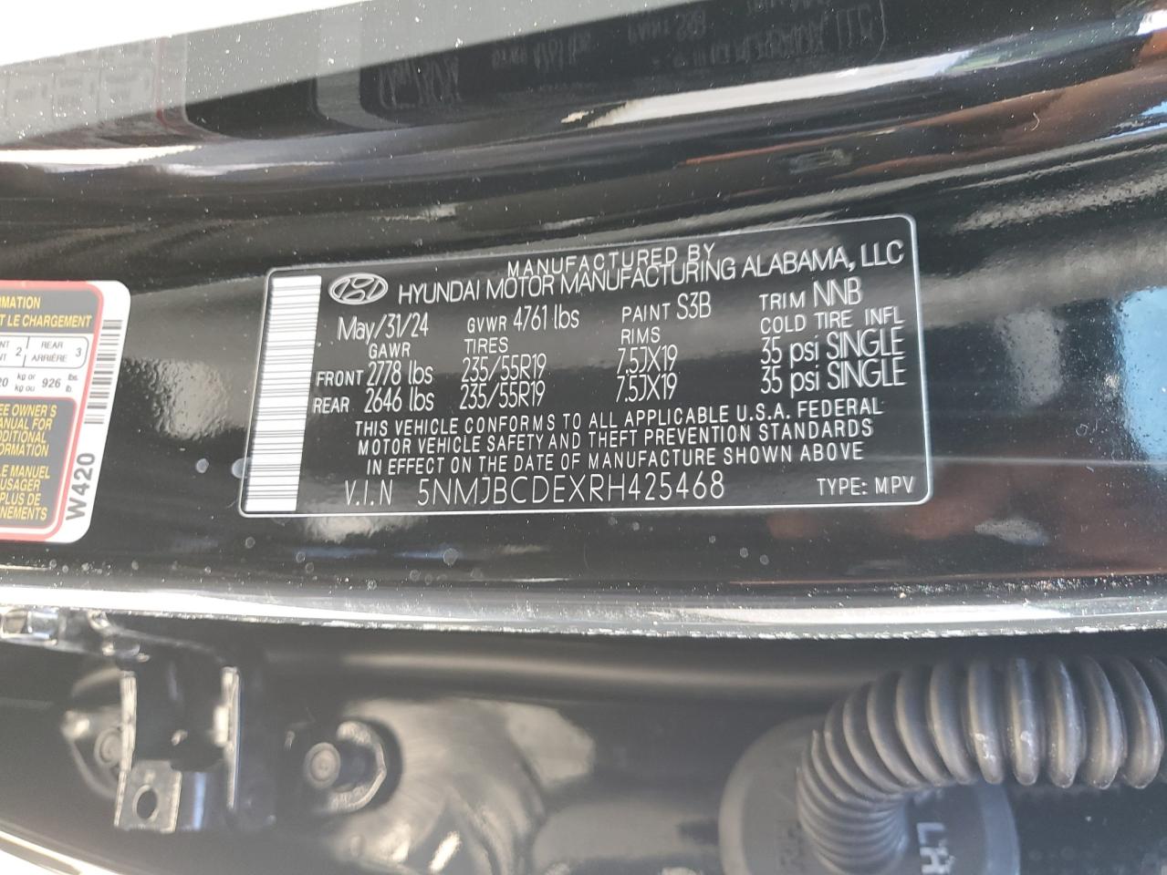 5NMJBCDEXRH425468 2024 Hyundai Tucson Sel