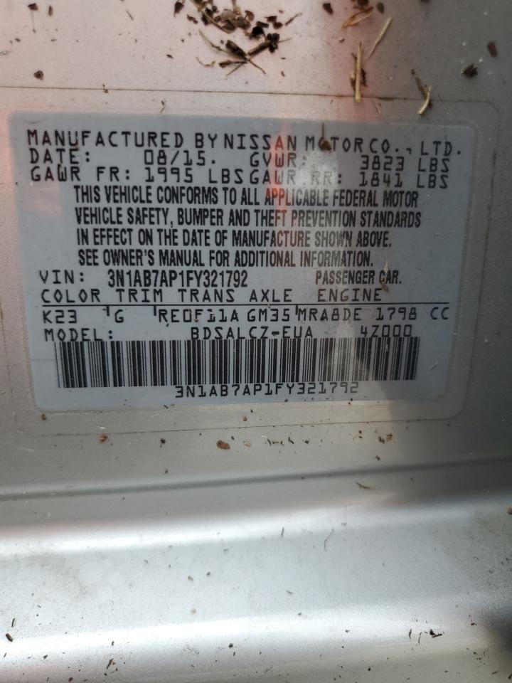 3N1AB7AP1FY321792 2015 Nissan Sentra S