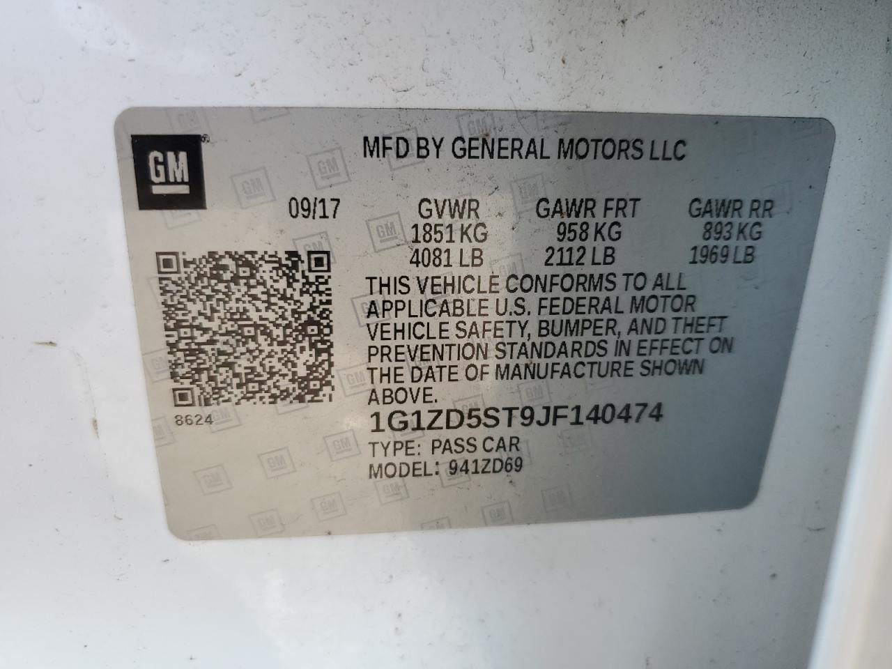 1G1ZD5ST9JF140474 2025 Chevrolet Malibu Lt