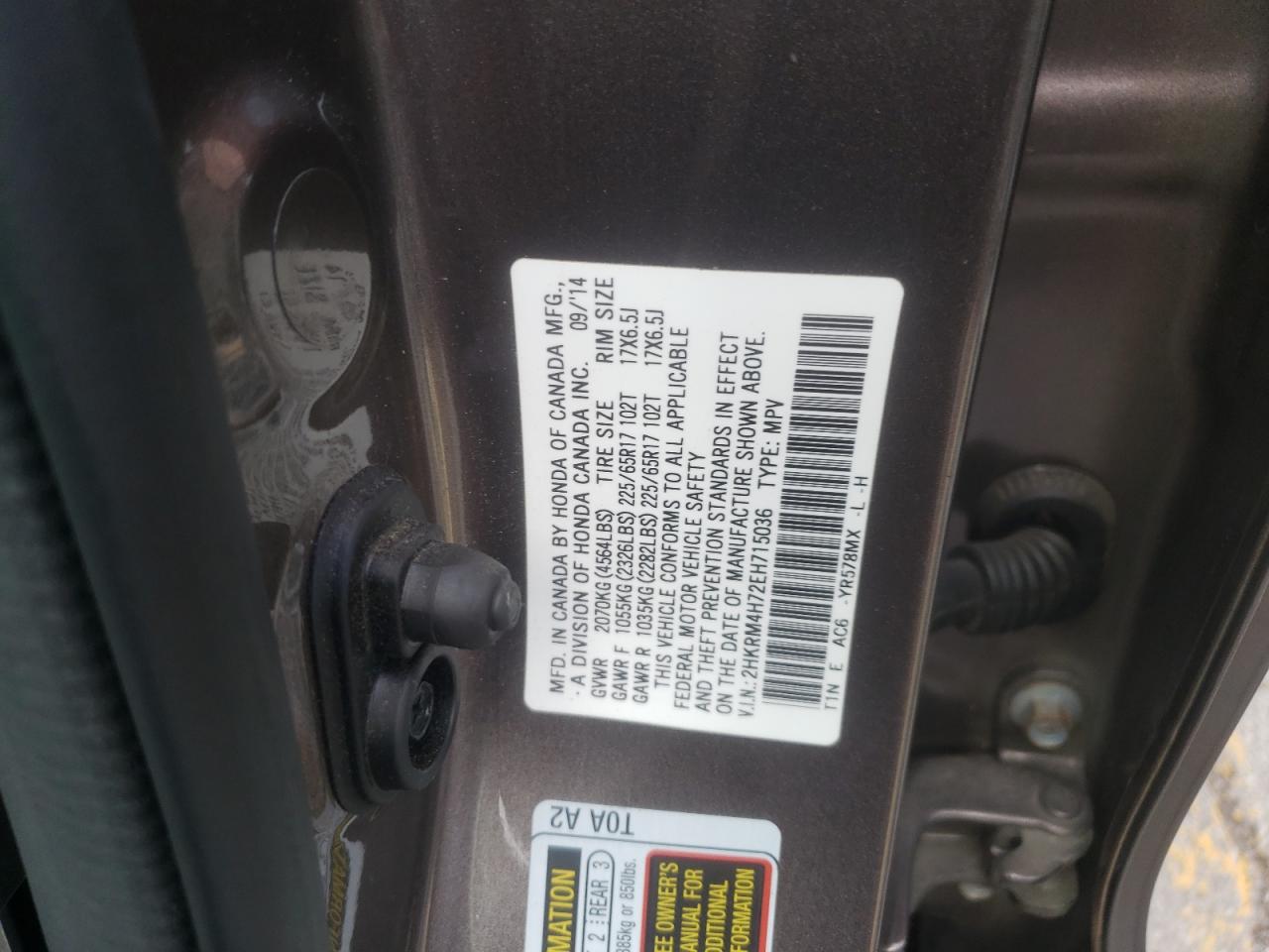 2HKRM4H72EH715036 2014 Honda Cr-V Exl