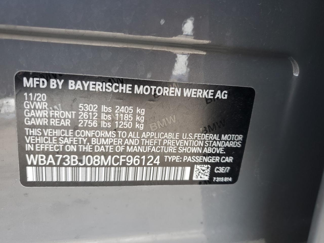 WBA73BJ08MCF96124 2021 BMW 540 Xi