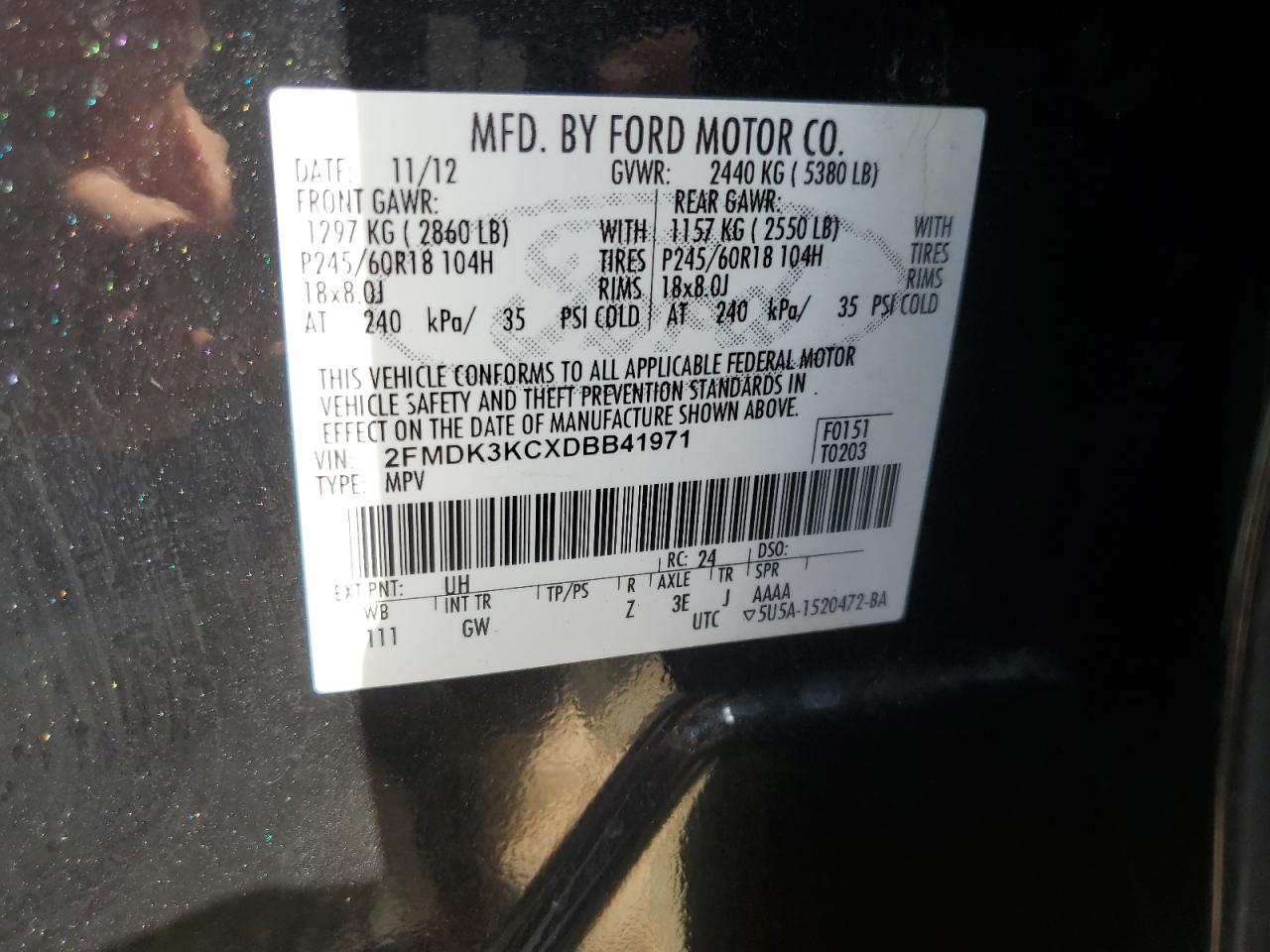 2FMDK3KCXDBB41971 2013 Ford Edge Limited