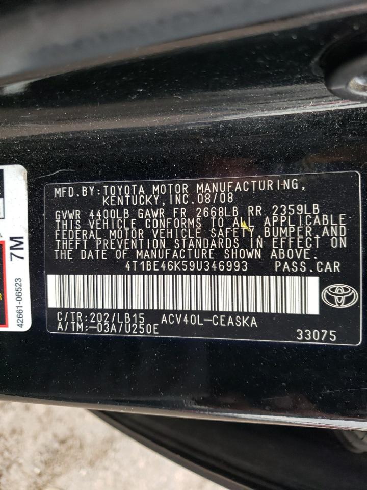 4T1BE46K59U346993 2009 Toyota Camry Base