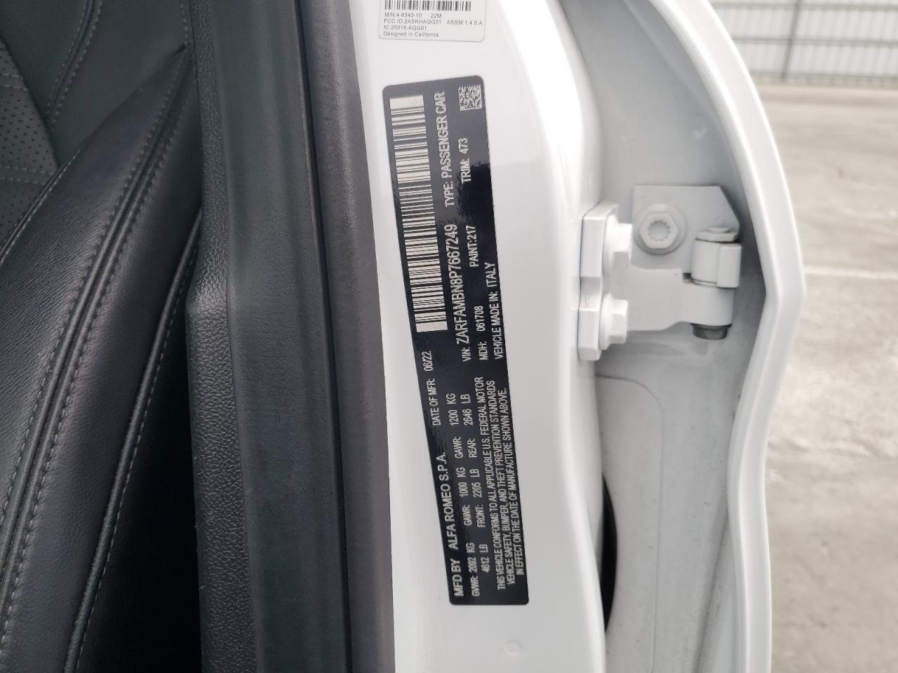 2023 Alfa Romeo Giulia Ti VIN: ZARFAMBN8P7667249 Lot: 72376794