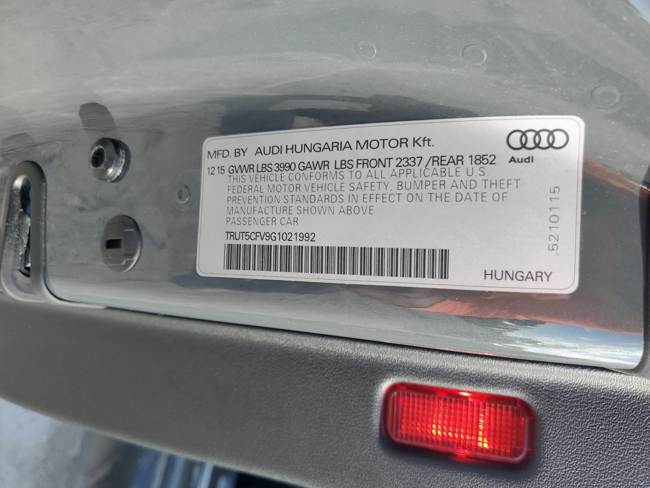 TRUT5CFV9G1021992 2016 Audi Tt