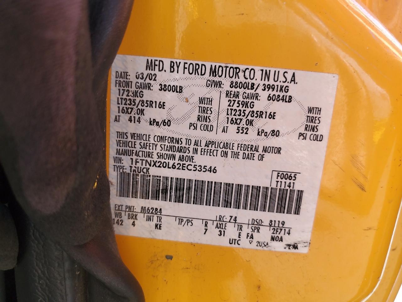 1FTNX20L62EC53546 2002 Ford F250 Super Duty