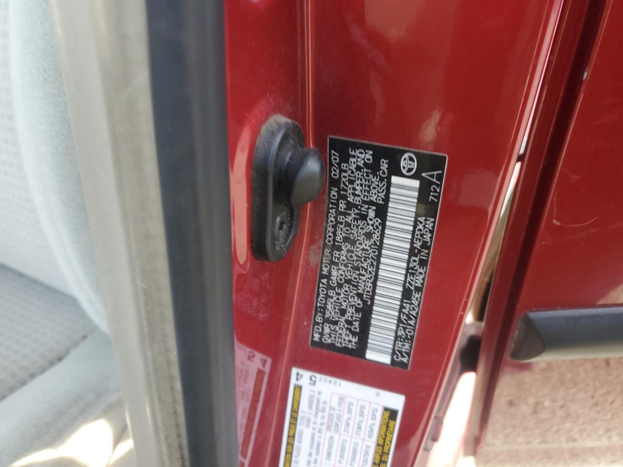 2007 Toyota Corolla Ce VIN: JTDBR32E270128629 Lot: 72074094