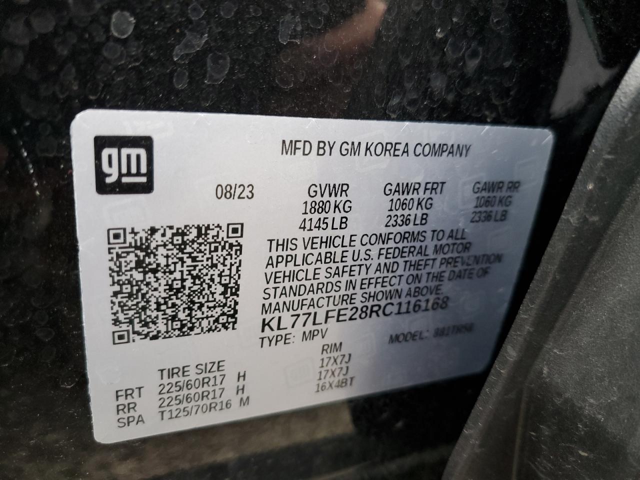 KL77LFE28RC116168 2024 Chevrolet Trax Ls