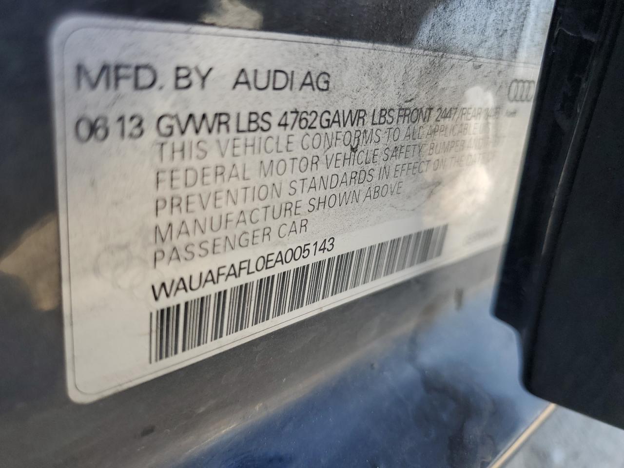 WAUAFAFL0EA005143 2014 Audi A4 Premium